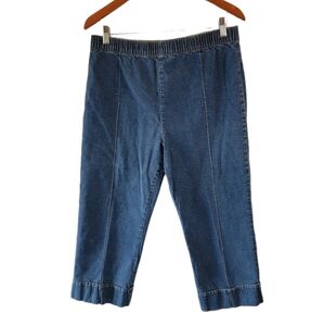 REBECCA MALONE Women's Capri Jeans Sz L High-Rise Straight Leg Elastic Waist